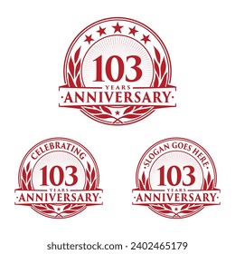 103 years anniversary set. 103rd celebration logo collection. Vector and illustration. 