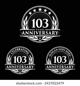 103 years anniversary set. 103rd celebration logo collection. Vector and illustration. 