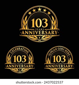 103 years anniversary set. 103rd celebration logo collection. Vector and illustration. 