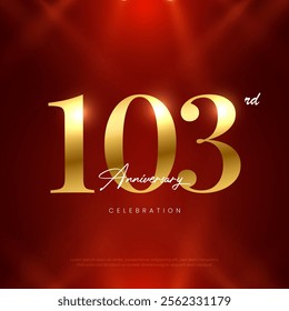 103rd Anniversary celebration, One hundred third year Anniversary celebration on lights background for celebration event, festive illustration.