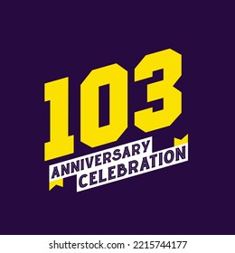 Diseño vectorial de la celebración del 103° aniversario, 103 años