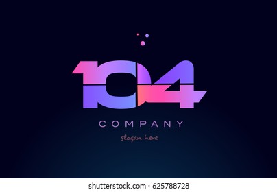 104 pink blue purple number digit numeral dots creative company logo vector icon design template