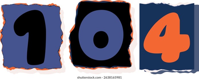104 Retro torn paper number Design art