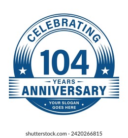 104 years anniversary celebration design template. 104th logo vector illustrations.