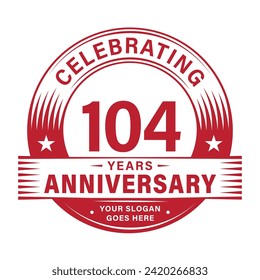 104 years anniversary celebration design template. 104th logo vector illustrations.