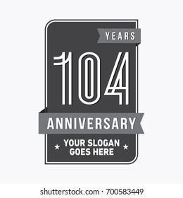 104 years anniversary design template. Vector and illustration.