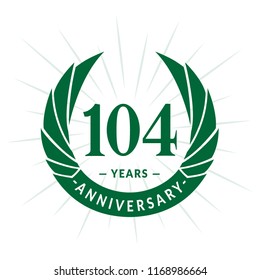 104 years anniversary. Elegant anniversary design. 104 years logo.