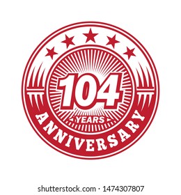 104 years anniversary. Anniversary logo design. Vector and illustration.