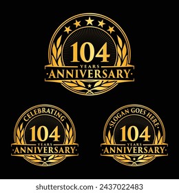 104 years anniversary set. 104th celebration logo collection. Vector and illustration. 