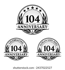 104 years anniversary set. 104th celebration logo collection. Vector and illustration. 