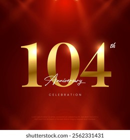 104th Anniversary celebration, One hundred fourth year Anniversary celebration on lights background for celebration event, festive illustration.