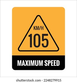 105 kmh Icono de signo de límite máximo de velocidad de carretera aislado en ilustración vectorial de fondo blanco.