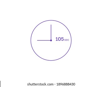 The 105 seconds, Timer 105 sec icon, stopwatch vector icon. Clock and watch, timer, countdown symbol