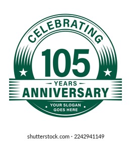 105 years anniversary celebration design template. 105th logo vector illustrations.