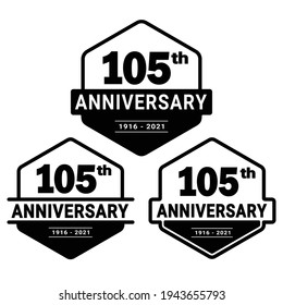 105 years anniversary celebration logotype. 105th anniversary logo collection. Set of anniversary design template. Vector and illustration.