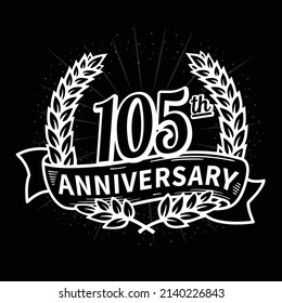 105 years anniversary celebration logotype. 105th anniversary logo. Vector and illustration.