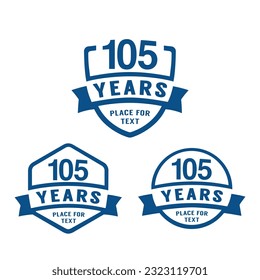 105 years anniversary celebration logotype. 105th anniversary logo collection. Set of anniversary design template. Vector illustration.