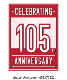 105 years anniversary design template. Vector and illustration