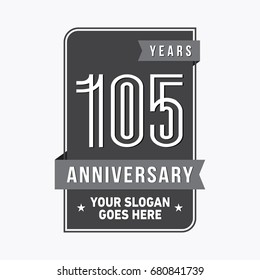 105 years anniversary design template. Vector and illustration.