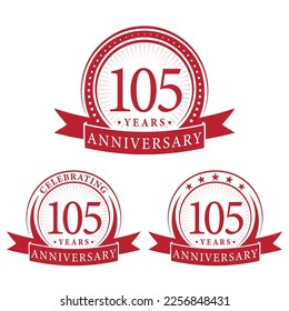 105 years anniversary logo collections. Set of 105th Anniversary logotype template. Vector and illustration.