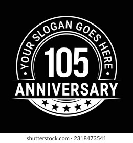 105 years anniversary logo design template. 105th anniversary celebrating logotype. Vector and illustration.