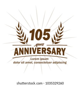 105 years anniversary logo. Vector and illustration.