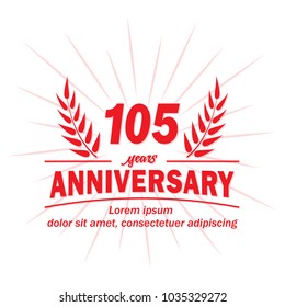 105 years anniversary logo. Vector and illustration.