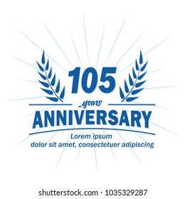 105 years anniversary logo. Vector and illustration.