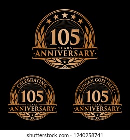 105 years anniversary set. 105th celebration logo collection. Vector and illustration. 
