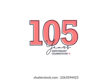 105 years anniversary. Anniversary template design concept with peach color and black line, design for event, invitation card, greeting card, banner, poster, flyer, book cover and print. Vector Eps10