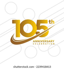 105th Anniversary Celebration. Golden Anniversary Celebration Logo Design Isolated on White Background, Logo Vector Illustration