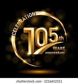 105-jähriges Logo, Template-Design für Jubiläumsfeier mit goldenem Ring und Text, Vektorgrafik