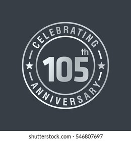 105th anniversary logo, vector celebration design with ring on grey background.