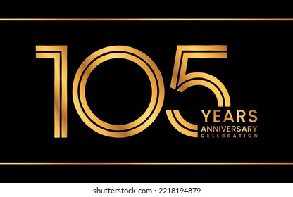 105th Anniversary logotype. Anniversary Celebration template design with gold color for celebration event, invitation, greeting card, flyer, banner, web template, double line logo, vector illustration