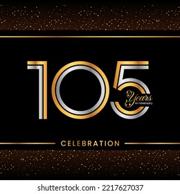 105th Anniversary Logotype. Golden Anniversary template design for celebration event, invitation card, greeting card, flyer, banner, poster, double line logo, vector illustration