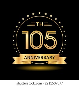 105th  Anniversary, Perfect template design for anniversary celebration with gold color for booklet, leaflet, magazine, brochure poster, web, invitation or greeting card. Vector template