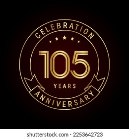 105th anniversary template design concept with golden ribbon for anniversary celebration event. Logo Vector Template