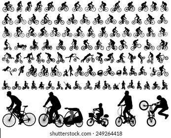 106 high quality bicyclists silhouettes