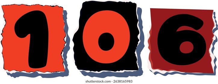 106 Retro torn paper number Design art