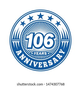 106 years anniversary. Anniversary logo design. Vector and illustration.