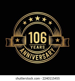 plantilla de diseño de logotipo de 106 años. Vector e ilustración del 106º aniversario.