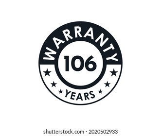 106 years warranty logo isolated on white background