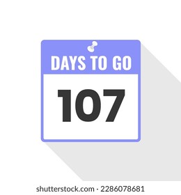 Icono de ventas de cuenta regresiva 107 días a la izquierda. Faltan 107 días para ir Banner promocional