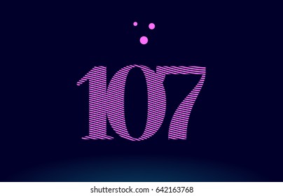 107 number digit logo pink line stripes magenta purple blue font creative text dots company vector icon design