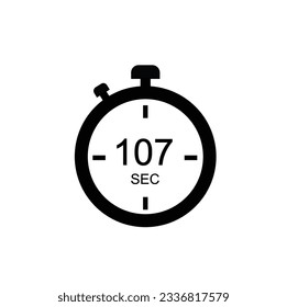 107 Seconds timer icon, 107 sec digital timer. Clock and watch, timer, countdown.