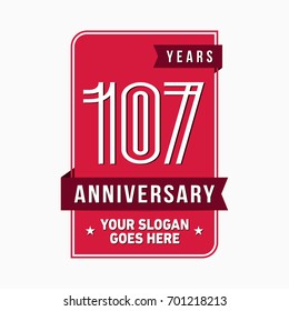 107 years anniversary design template. Vector and illustration.