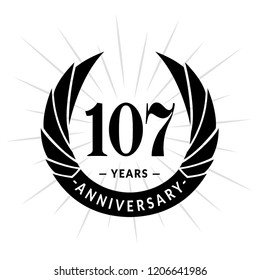 107 Years Anniversary Elegant Anniversary Design Stock Vector (Royalty ...