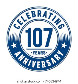 107 years anniversary logo template. Vector and illustration.