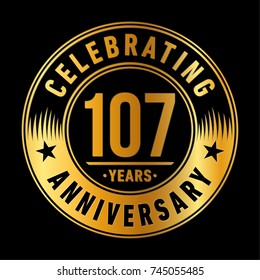 107 years anniversary logo template. Vector and illustration.