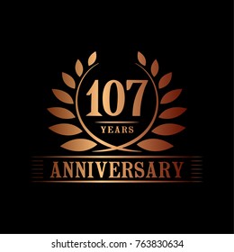 107 Years Anniversary Logo Template Stock Vector (Royalty Free ...